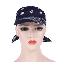 women cotton head scarf visor hat with wide brim sunhat summer beach uv protection sun hats female casual printed flower cap