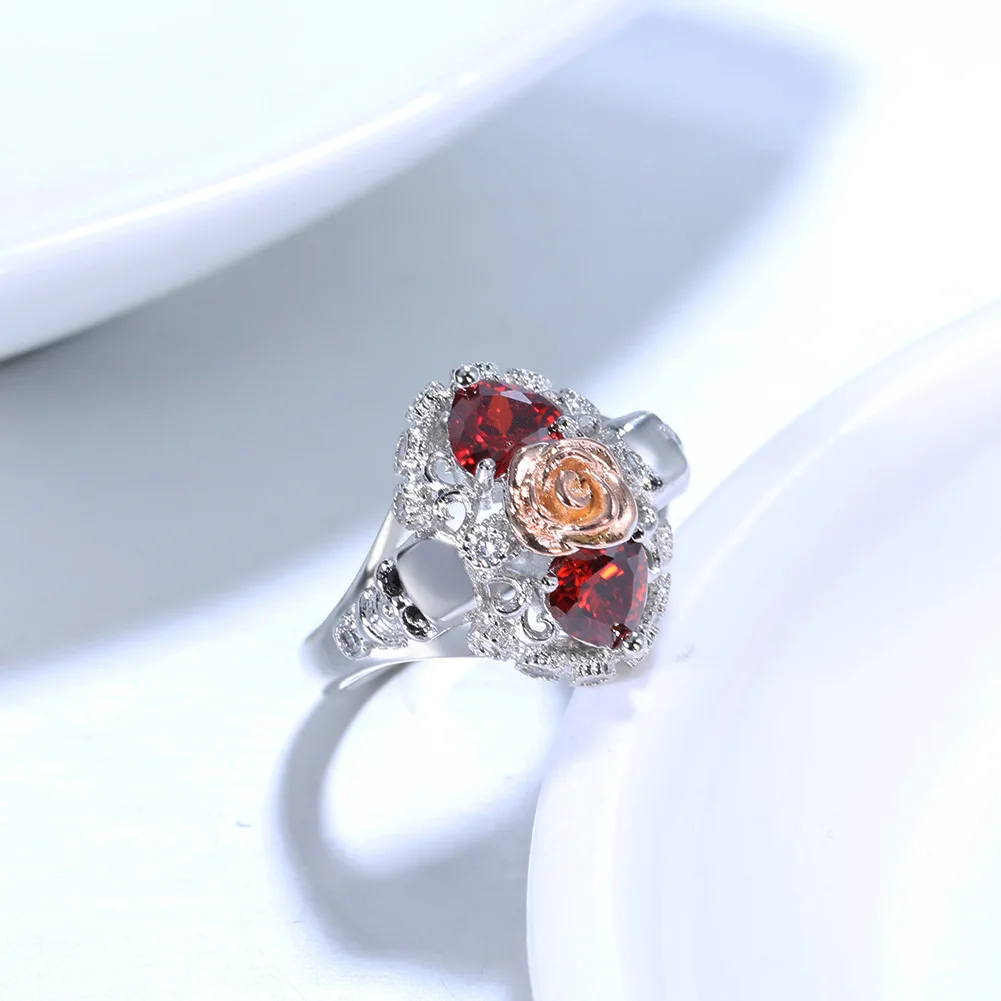 Женское кольцо в стиле панк с розами и черепами форме сердца европейском