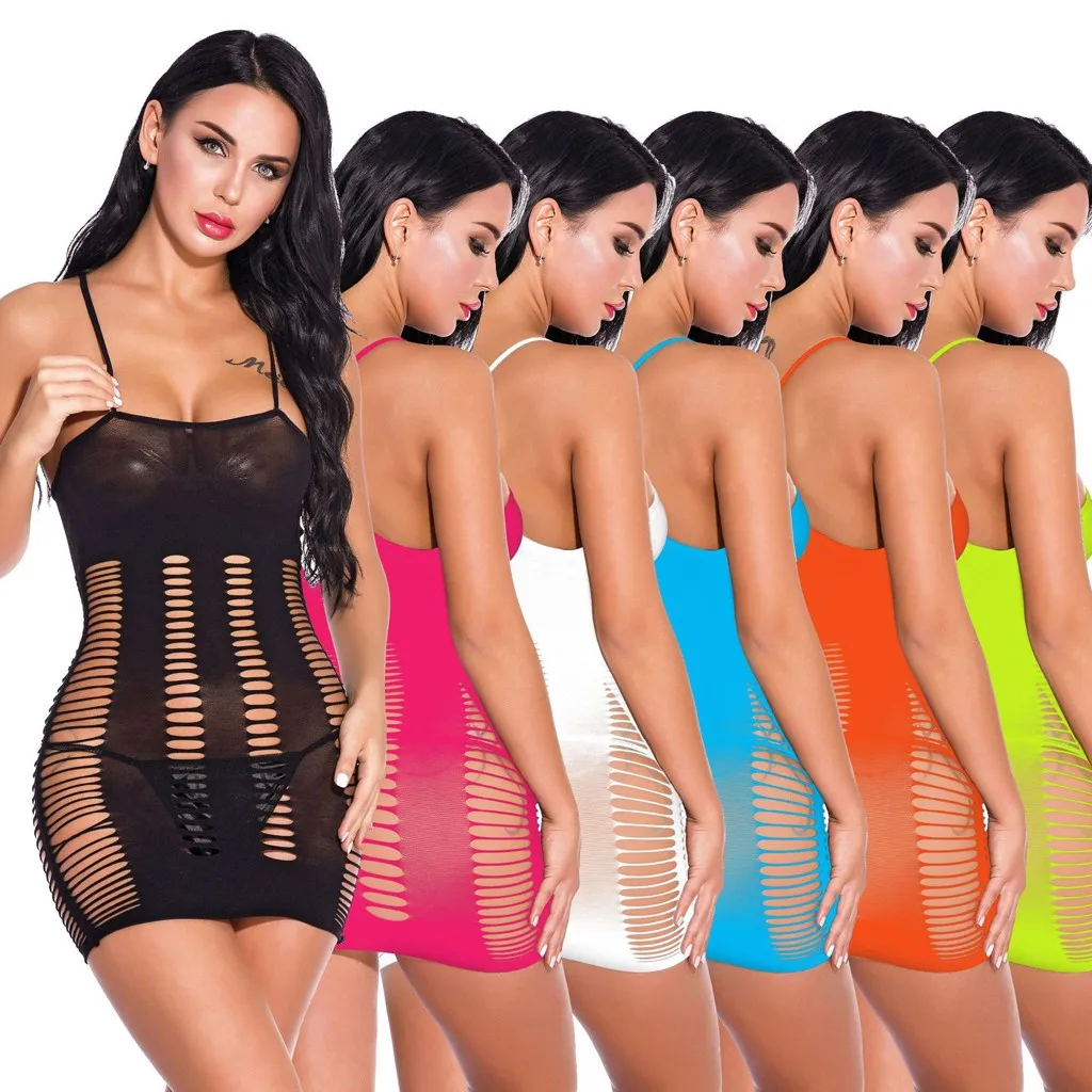 Women Sexy lingerie bodysuit Mesh Sexy Underwear transparent Fishnet Babydoll Mini Dress Free Size ropa sexy mujer Fashion