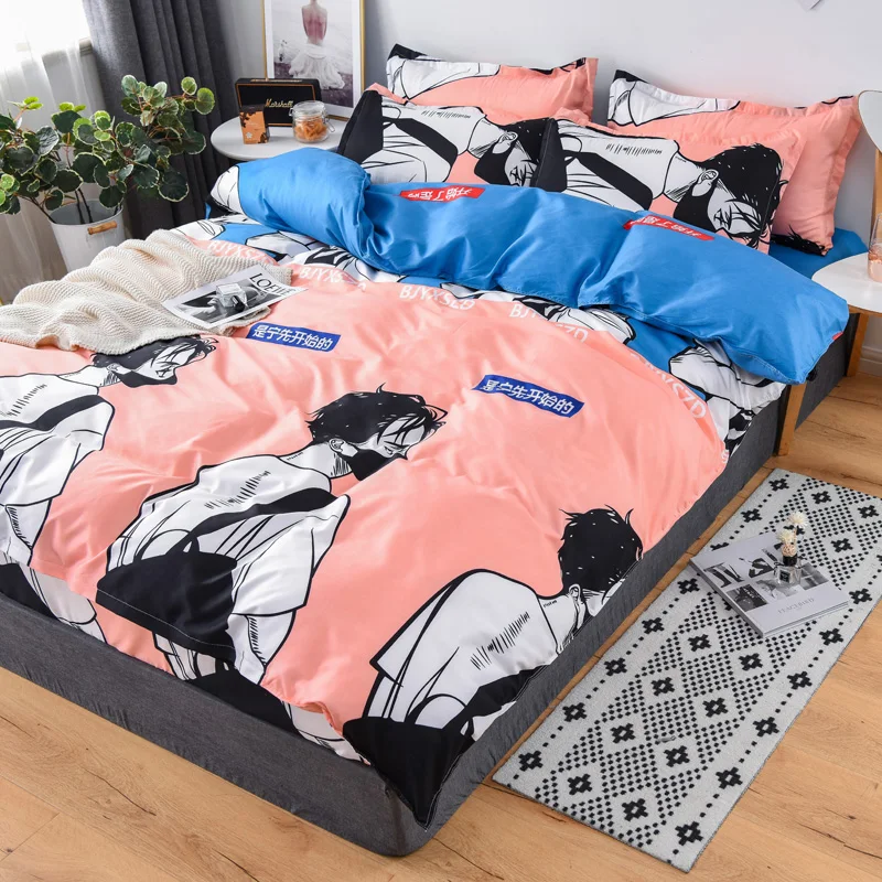 

Nordic style bedding set for kids children cartoon kawaii duvet cover pillowcase bed sheet sets queen king single size