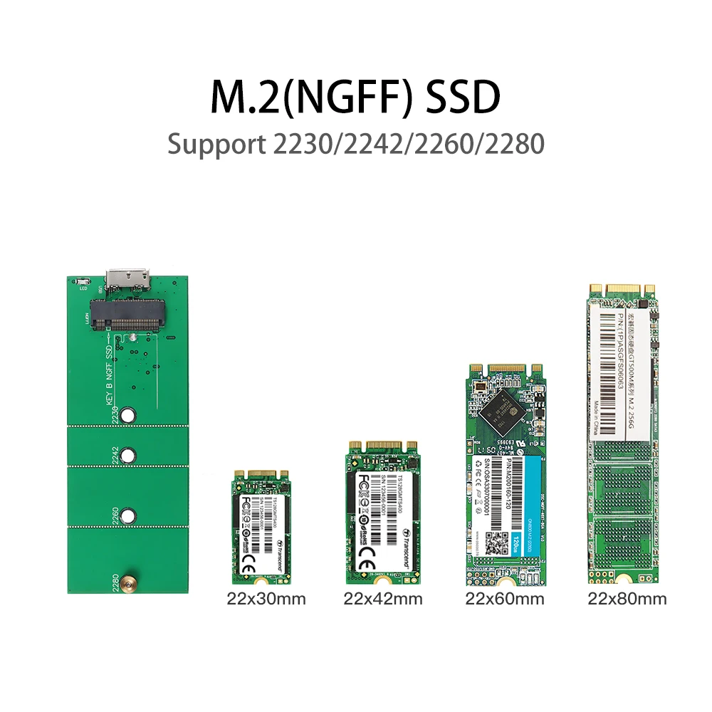 

Корпус NGFF M.2 на USB 3,0, 5 Гбит/с, адаптер SSD, чехол для хранения с UASP, подходит для 2230 / 2242 / 2260 / 2280 мм
