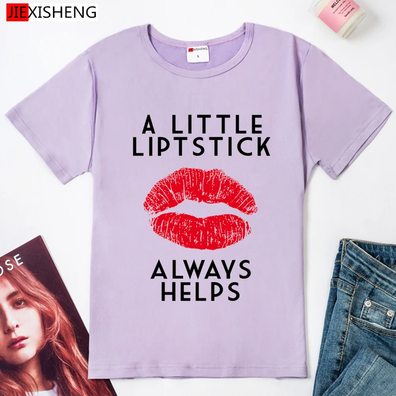 Женская футболка с коротким рукавом A Little Liptstick эластичная дышащая забавная