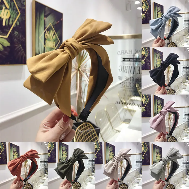 

Ободок двухслойный с бантом Женский, нескользящий обруч с зубцами, аксессуар для волос с узлом, ободок с большим бантом, 2021