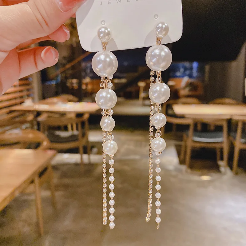 

Autumn And Winter S925 Silver Needle Earrings 2021 New Temperament Ins Tassel Light Luxury Pearl Ladies Dating Jewelry GirlsGift