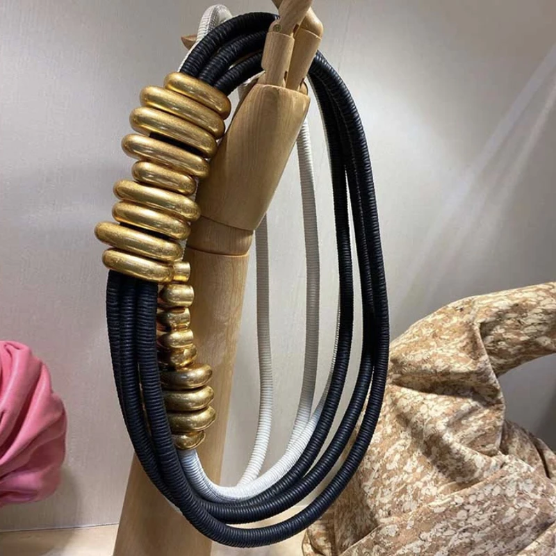 2020 Designer belts women high quality elastic long belt waist gold buckle fashion luxury brand ceinture femme waistband