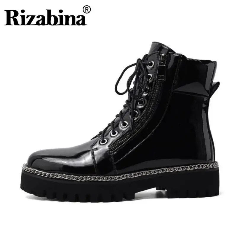 Женские ботильоны на шнурках RIZABINA стильные кожаные ботинки в стиле панк с