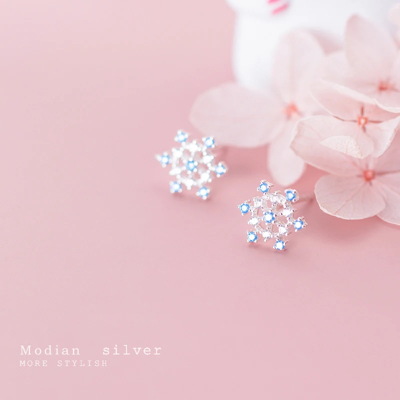 MODIAN модные синие туфли с украшением в виде кристаллов милые серьги гвоздики