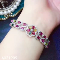 kjjeaxcmy boutique jewelry 925 sterling silver inlaid natural tourmaline gemstone bracelet ladies support detection classic
