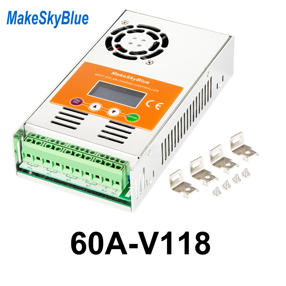 Солнечный контроллер заряда Make Sky Blue 60 ампер MPPT для 12 в 24 в 36 в 48 В батареи макс. 160 в 2800 Вт PV вход ЖК-дисплей версия V