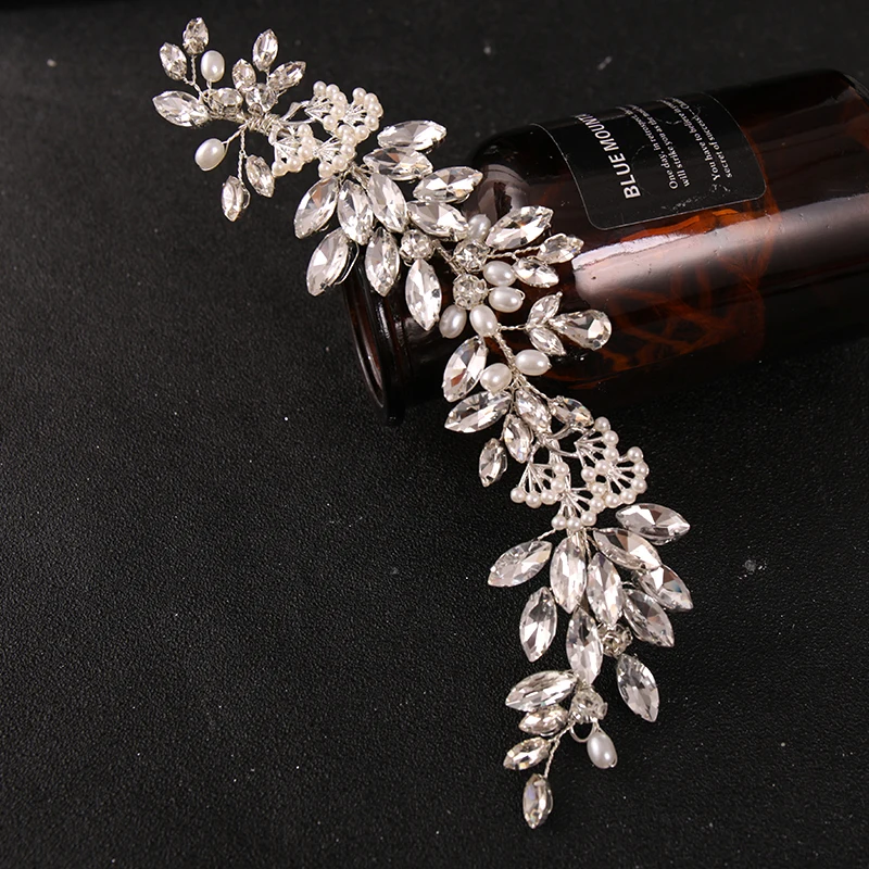 Женский обруч для волос с искусственным жемчугом серебристого цвета большими