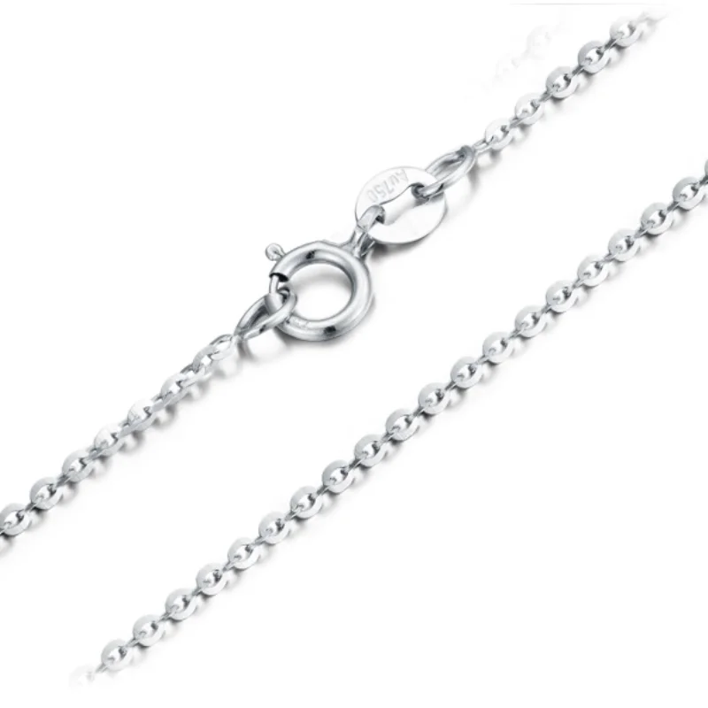 

Au750 18K White Gold Jewelry Real 18K White Gold Necklace For Women Female Rolo O Chain 0.8/1.2/1.5mm Gold Chain 40-50cm Gift