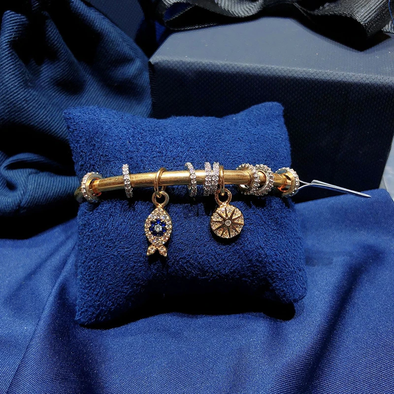 Модный шарм из стерлингового серебра копия 1:1 рыба и раздвижные кольца Открытый