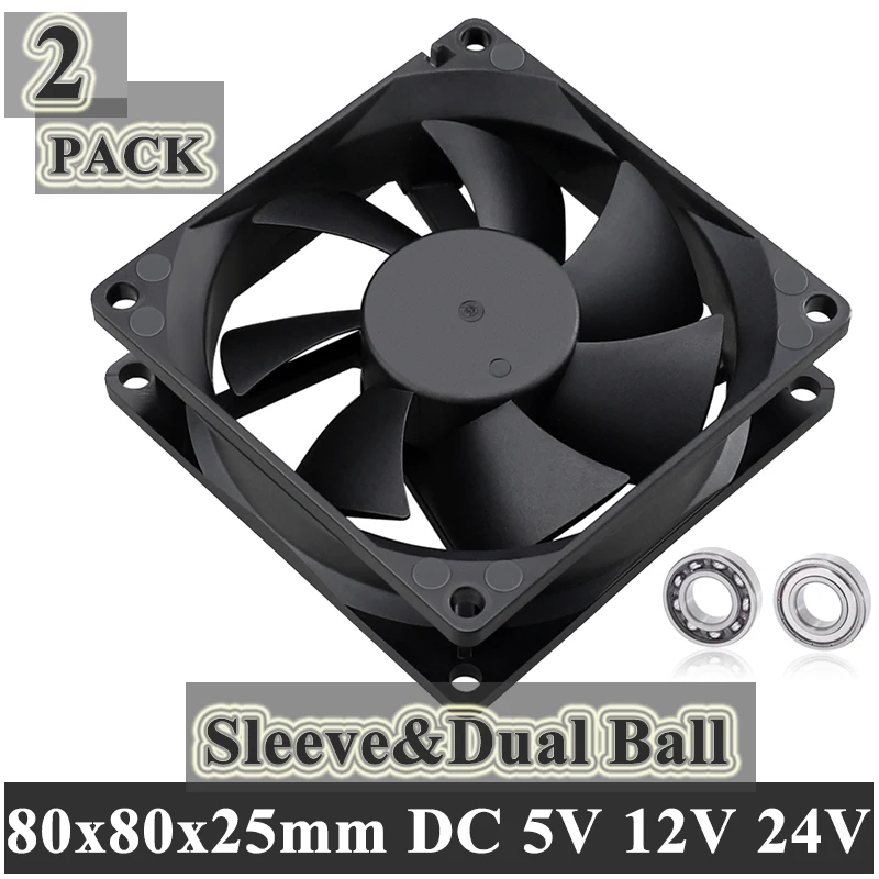 

2PCS Gdstime Ball 80MM 8CM 8025 Computer Case Fan 80x80x25mm Cooling Fan 5V 12V 24V 48V PC Laotop Cooling Cooler 2PIN 3PIN 4PIN