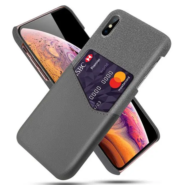 Для iPhone XS Max XR X XS 7 8 Plus Чехол для карт из искусственной кожи Бизнес чехол для iPhone 7 8 6 6S Plus X XS слоты для карт жесткий чехол - Color: Gray