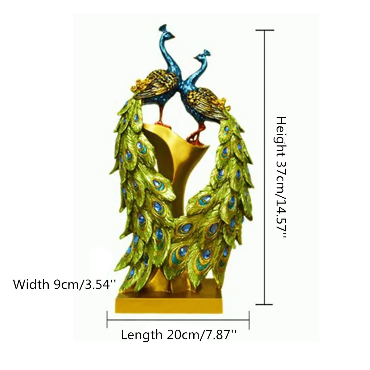 

Peacock Figurine Miniatures Cabinet Home Decoration Statue Ornament Wedding Birthday Gift Home Art Craft Left Right20x9x37cm