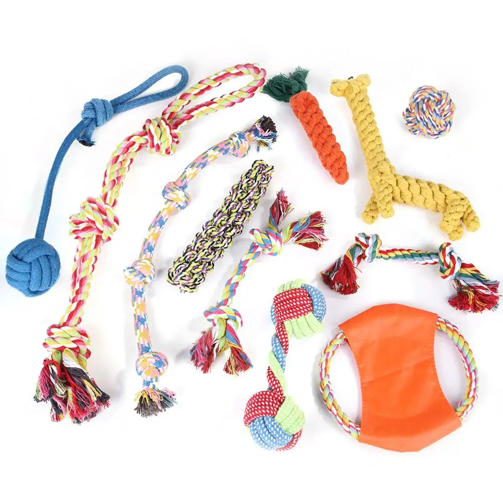 

Dog Chew Rope Toys Bite Resistant Pet Dog Treat Dispenser Ball Toy Set