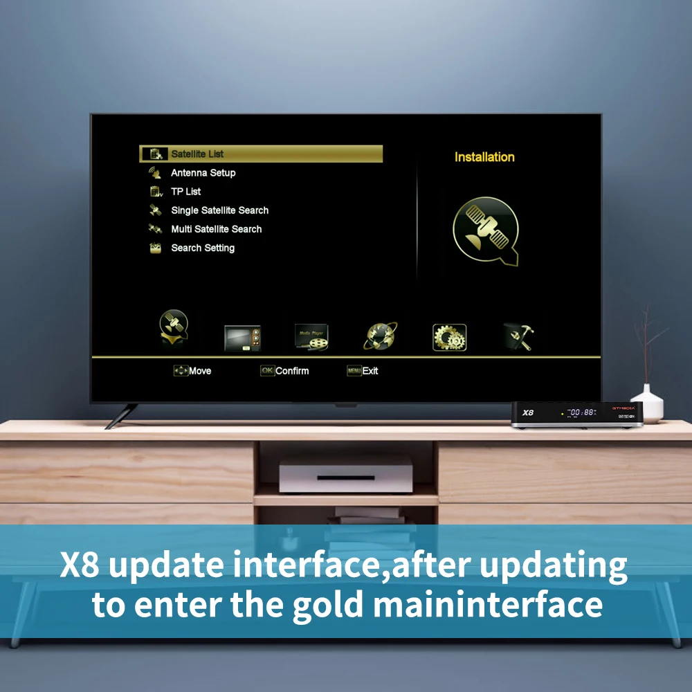 DVB-S2X Испания спутниковый ТВ приемник GTMEDIA X8 DVB-S/S2/S2X H.265 10 бит. Мульти-PLP M3U 2 4G WI-FI
