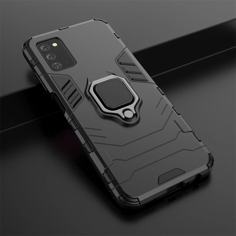 Funda a prueba de golpes para Samsung Galaxy A03S, carcasa con soporte de Anillo para el dedo, carcasa con soporte para Galaxy A03S-4