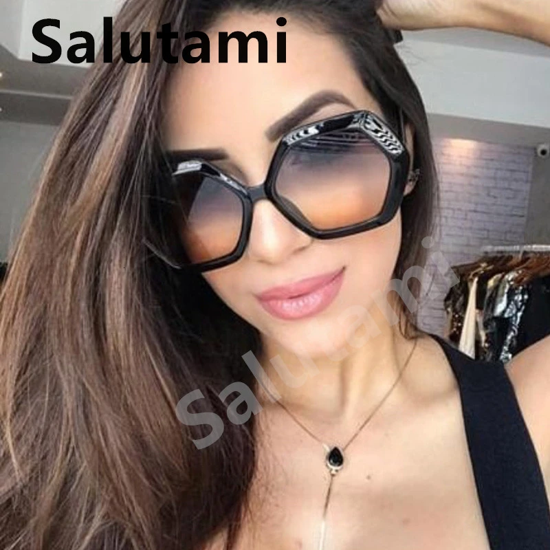 Очки солнцезащитные женские многоугольные с градиентом в винтажном