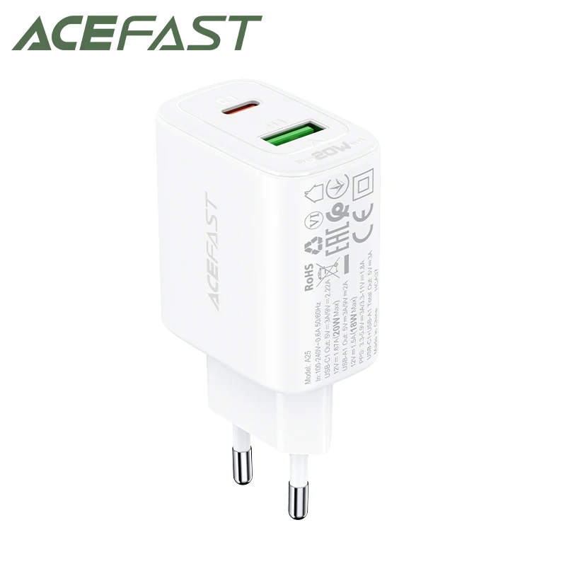 

ACEFAST PD20W Type C PD Fast Charging EU Charger For iPhone 12 Pro Max 11 XS XR QC3.0 3A USB 18W Quick Charge For Samsung Xiaomi