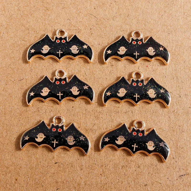 

10pcs 25*13mm Alloy Enamel Halloween Bat Charms Pendants for Jewelry Making Handmade Necklaces Earrings Keychain DIY Accessories