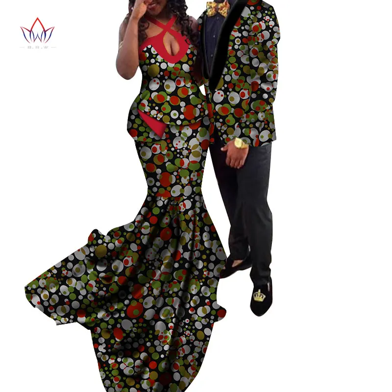 8 African Couple Clothes African Dresses for Women Bazin Riche Long Evening Dresses African Men Jacket Coat Clothing WYQ154 - Color: 8