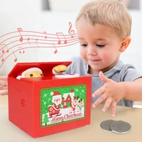christmas gift toy santa claus steal coin money box with music children learning saving banks educational christmas gift for kid