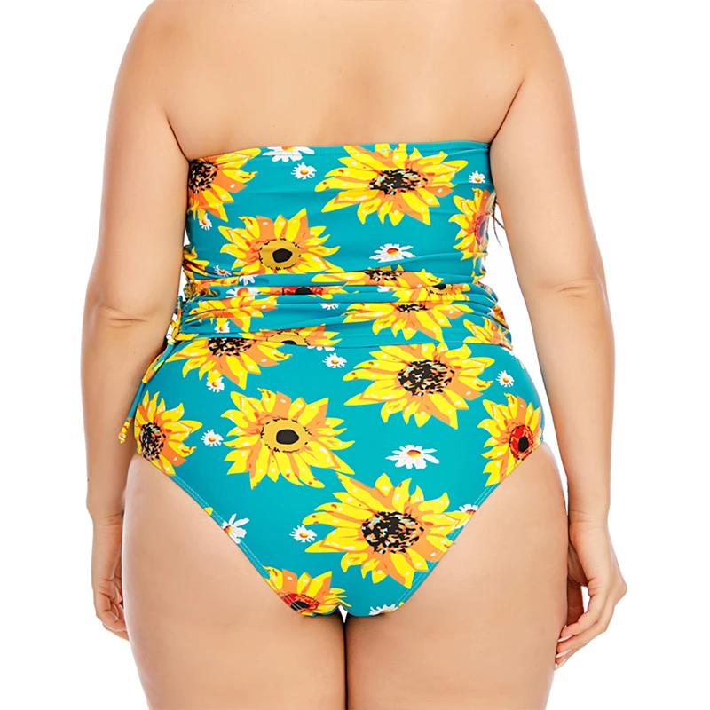 

Luren Plus Size Swimwear Feminine Summer Women's One-piece Push-up Bikini Swimsuit 2021 Beach Sunflower Flower L-5XL