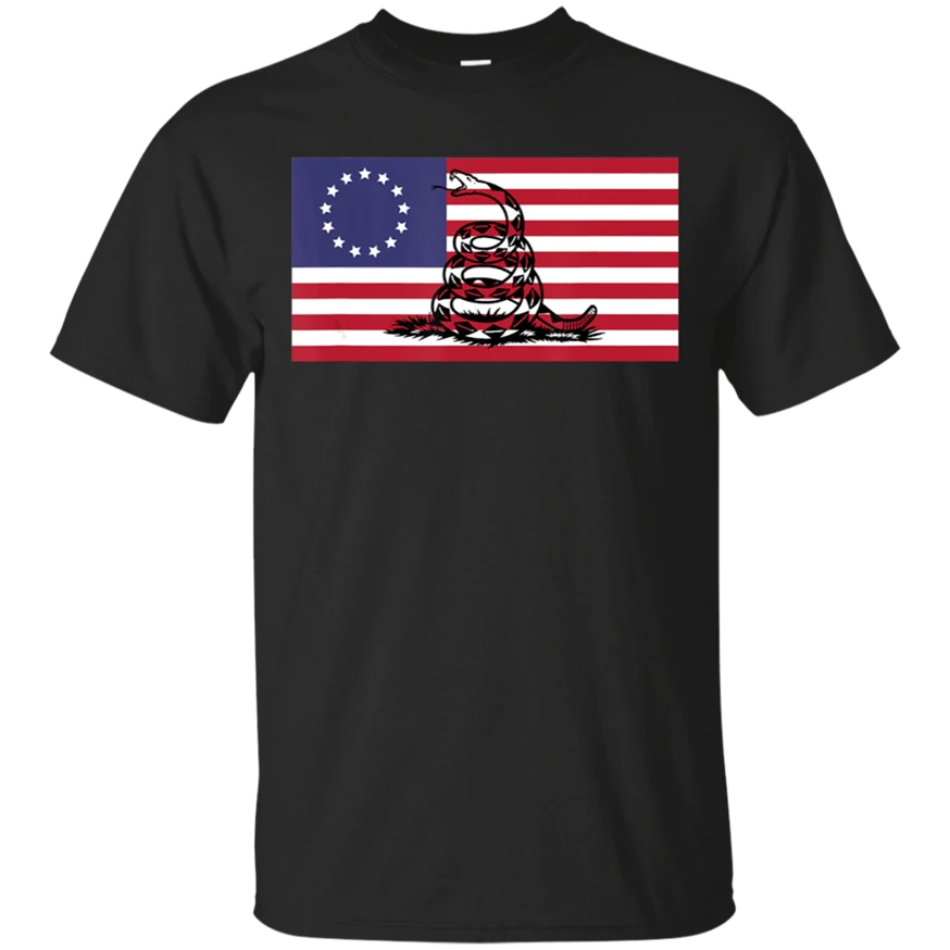 Men'S Betsy Ross And Gadsden Snake Flag Shirt T-Shirt Street Tee | Мужская одежда