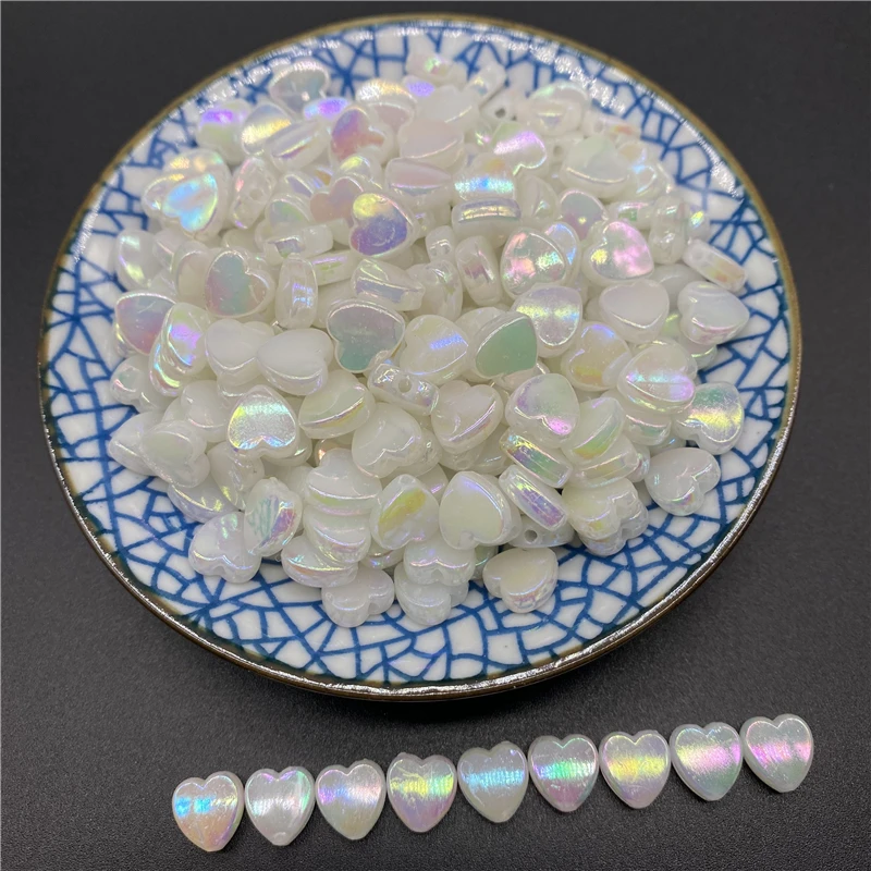 50 шт./лот 9 мм акриловые бусины в форме сердца разделительные для изготовления