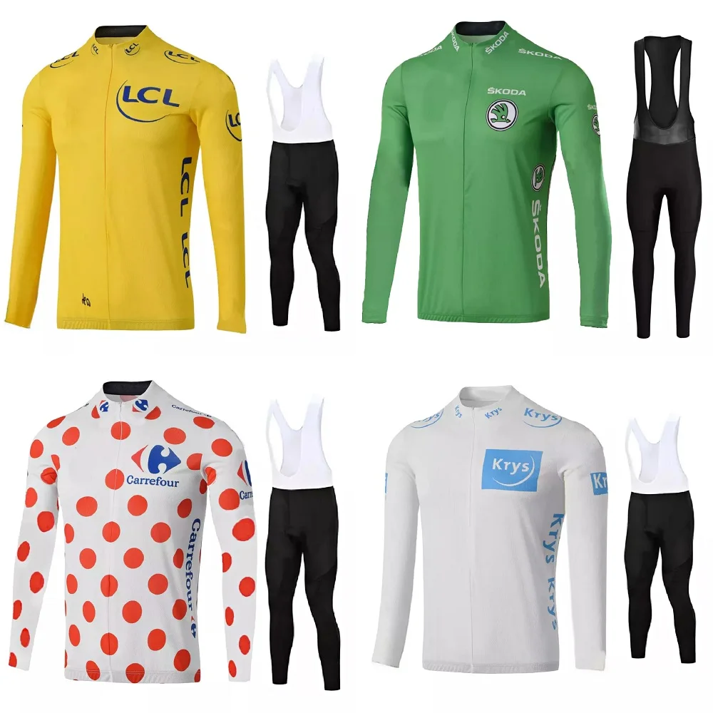 

France Tour Men 's Cycling Jersey Long Sleeve Set MTB New De France Mountain Bike Clothing Ropa Ciclismo Hombre Bicycle Bib Sets