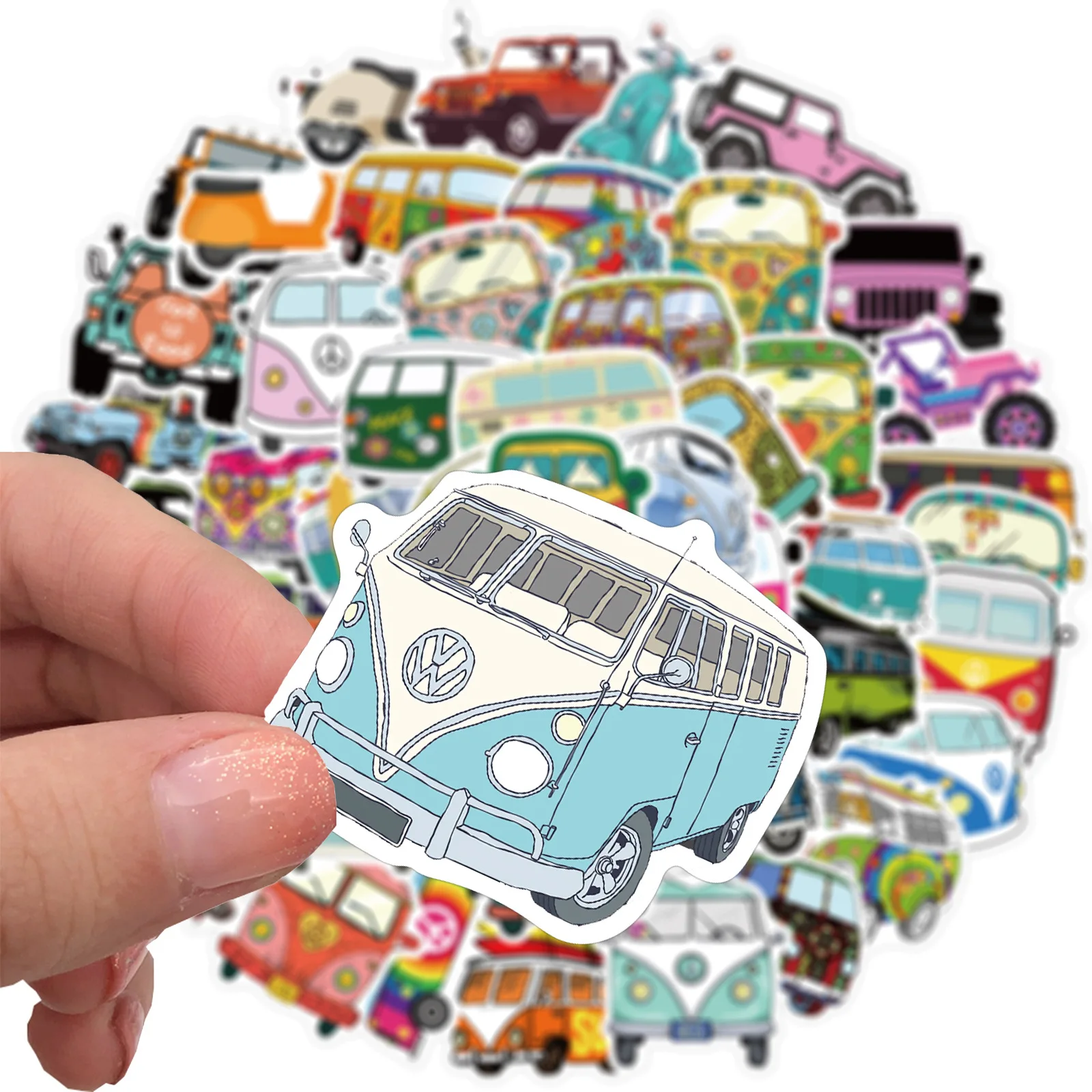 Pegatinas de hipop&oacute;tamo Retro para coche, pegatinas de amor y paz con dise&ntilde;o de guitarra para port&aacute;til, equipaje, monopatines, diario, papeler&iacute;a, pegatina, 10/30/50 Uds.-3