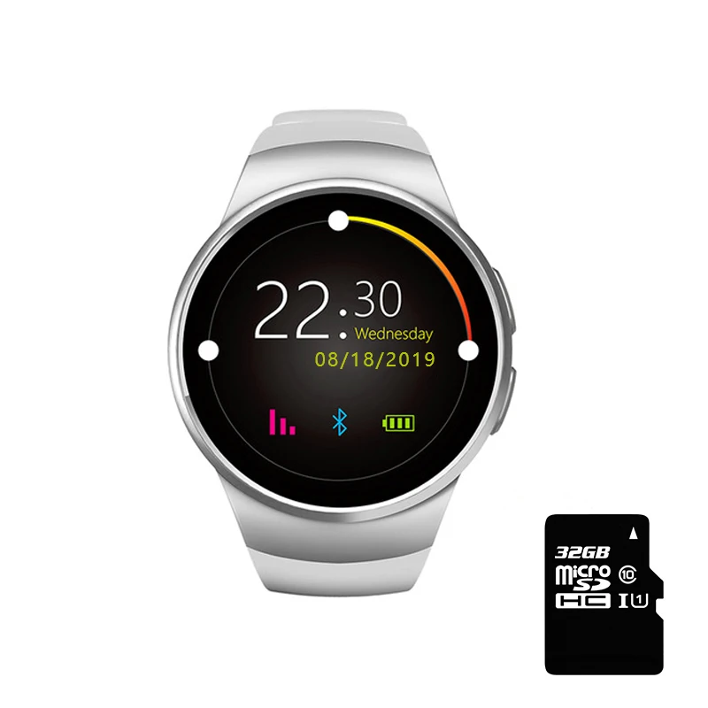Silver Add 32G Смарт-часы KW18 с поддержкой Bluetooth, sim-карты TF, умные часы, шагомер, пульсометр для Xiaomi, huawei, Android, IOS, смартфон - Цвет: Silver Add 32G