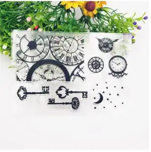 Прозрачная печать для DIY прозрачные силиконовые штампы часы с ключиком ПВХ