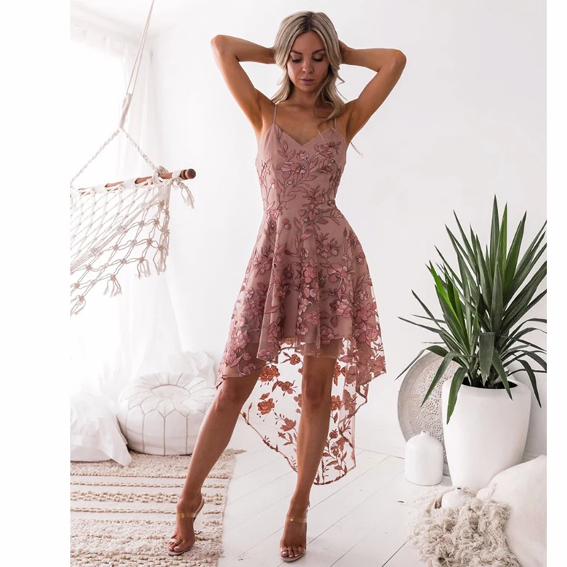 

Bigsweety New Fashion Mid-Calf Sleeveless Spaghetti Strap Party Dresses Summer Women Flower Lace Dress Elagent Bandage Vestidos