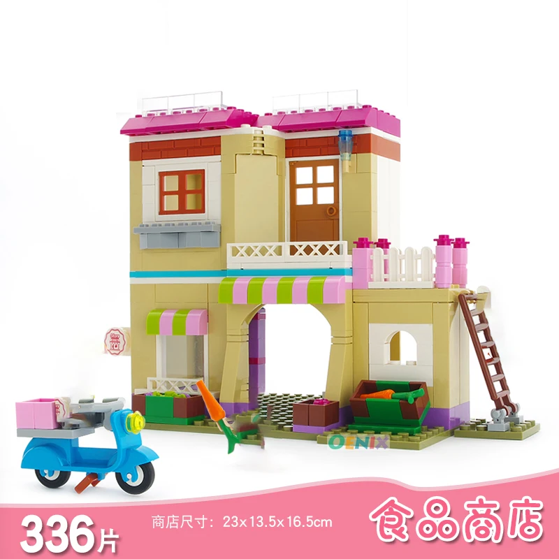 

City Mini Street Food Store Building Blocks Convenience Store Architecture Model Toys For Children Classic kit Creative Brick