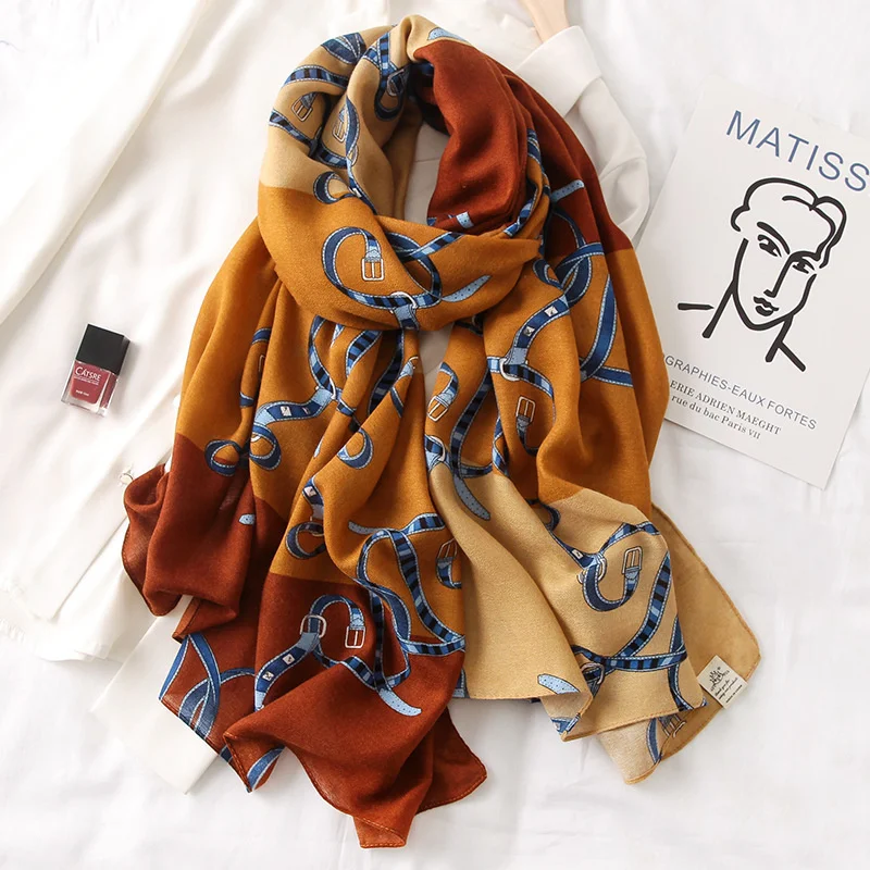 

Luxury Brand 2021 Cotton Scarf Women Large Shawls Pashmina Hijab Foulard Echarpe Design Print Lady Beach Stole Head Scarves