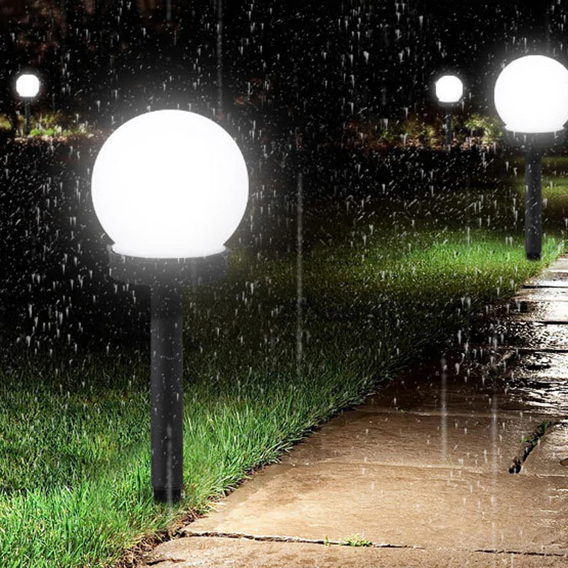 

Solar Light outdoors LED garden decoration white round ball lawn lamp waterproof park villa path landscape lighting lamp 2pcs