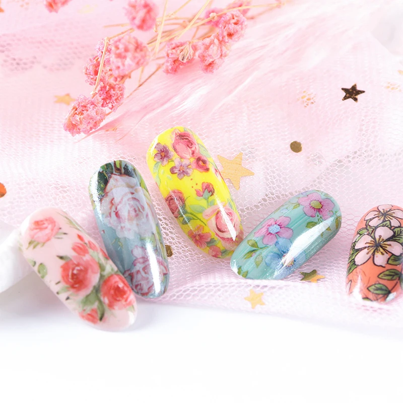 

20pcs Nail Art Foils Stickers Mix Rose Flower Transfer Nail Foil Decal Sliders Nails Sticker Art Decoration Manicure Design