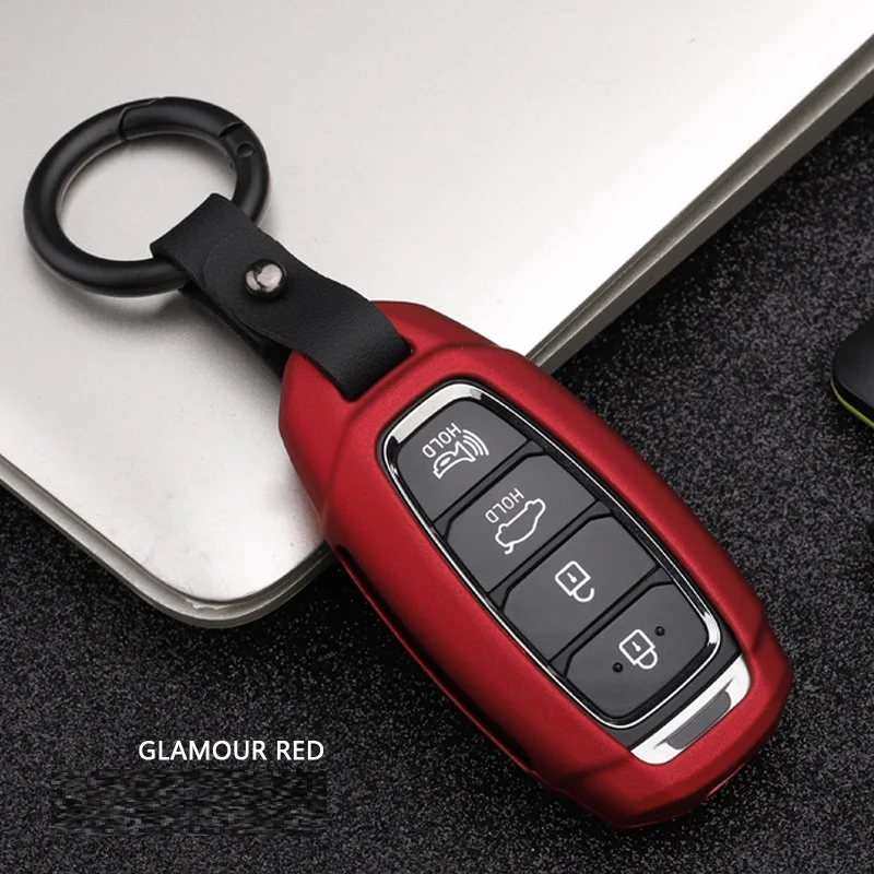 red Чехол для ключей автомобиля из углеродного волокна для hyundai i30 Ix35 KONA Encino Solaris Azera Grandeur Ig Accent Santa Fe Palisade - Название цвета: red