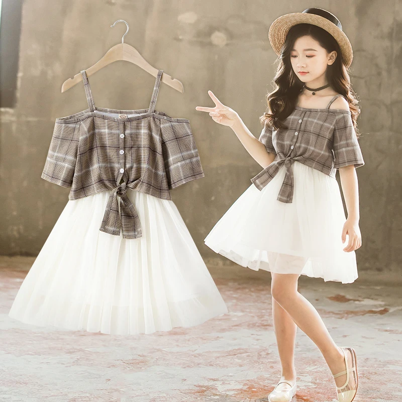 2020 summer teenager baby kids Girl Flower clothes Evening Dress Tulle Princess 4 5 6 7 8 9 10 11 12 years | Детская одежда и