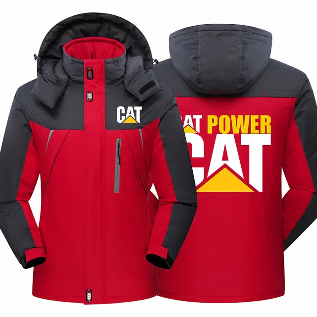 

Winter Fashion Cat Caterpillar Tractor Men's Clothing Fleece Waterproof Fishing Jackets Thicken Zipper Warm High Quality Outwear