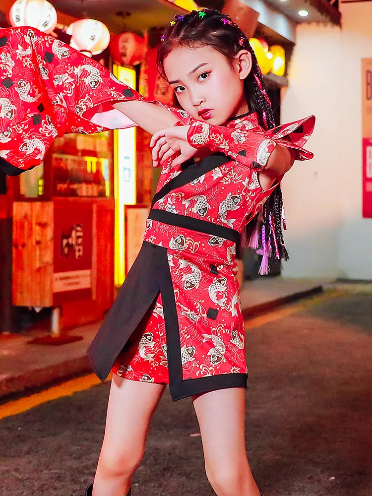 Детский костюм для джазовых танцев в китайском стиле модель подиума выступления