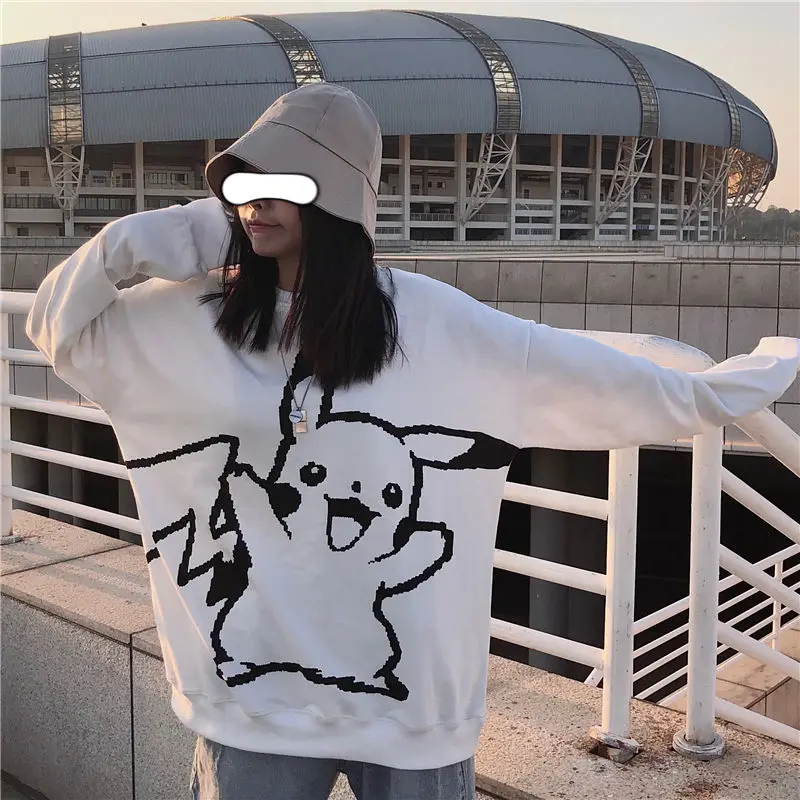 Женская толстовка с капюшоном Pokemon зимняя утепленная Пикачу в Корейском стиле