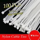Нейлоновые самоблокирующиеся кабельные стяжки, 5x200 мм, черные пластиковые стяжки с петлей, проволочные стяжки, белые, 100, шт.пакет