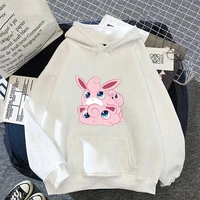 pokemon hooded sweatshirts women hoodie kawaii anime jigglypuff cartoons fashion print casual clothes warm pink pullovers tops