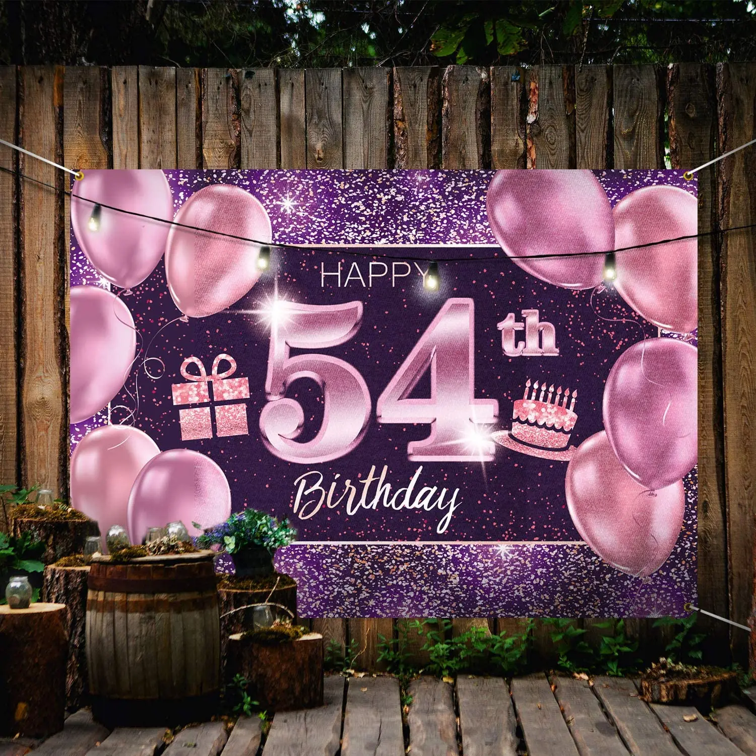 

Баннер для дня рождения 54-54, украшения для дня рождения для женщин-розовое, фиолетовое, золотое