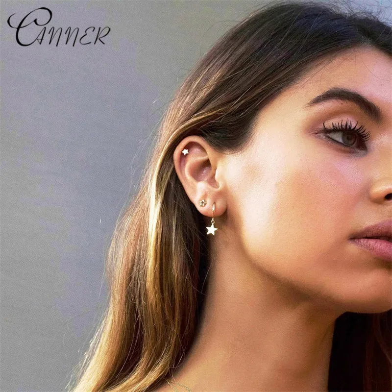 Женские серьги-гвоздики с пятиконечной звездой CANNER простые золотые серьги