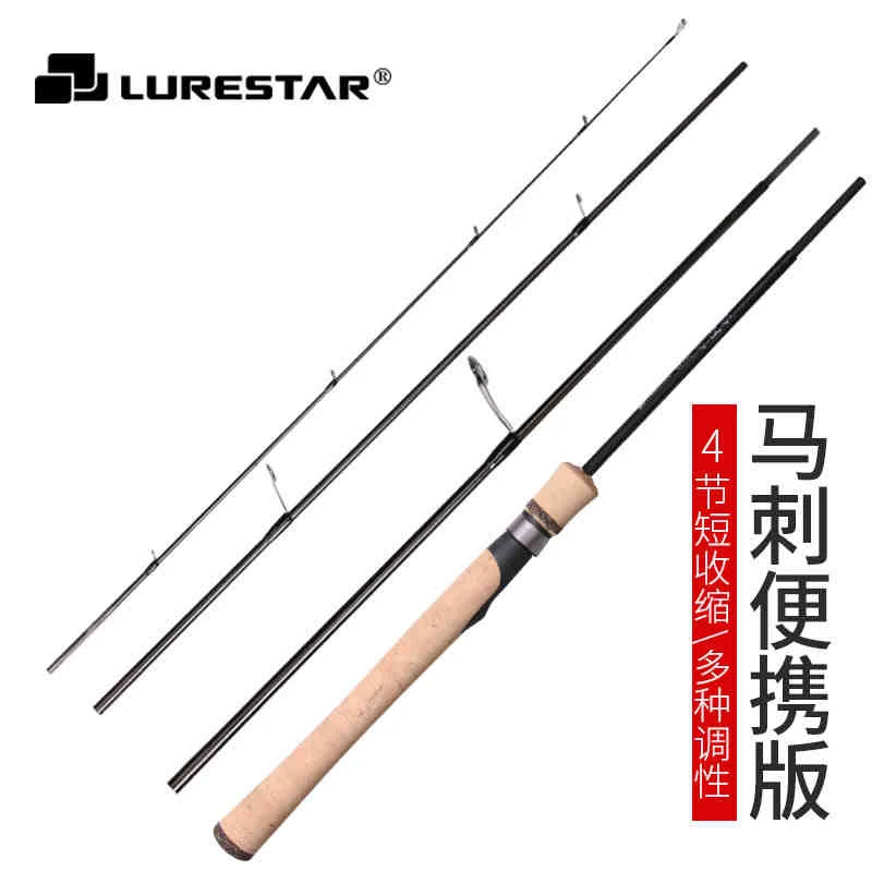 

LURESTAR Full FUJI Parts 4 Sections Protable Travel Fishing Rod Multi Section Fishing Rod High Carbon Spinning Casting Rods