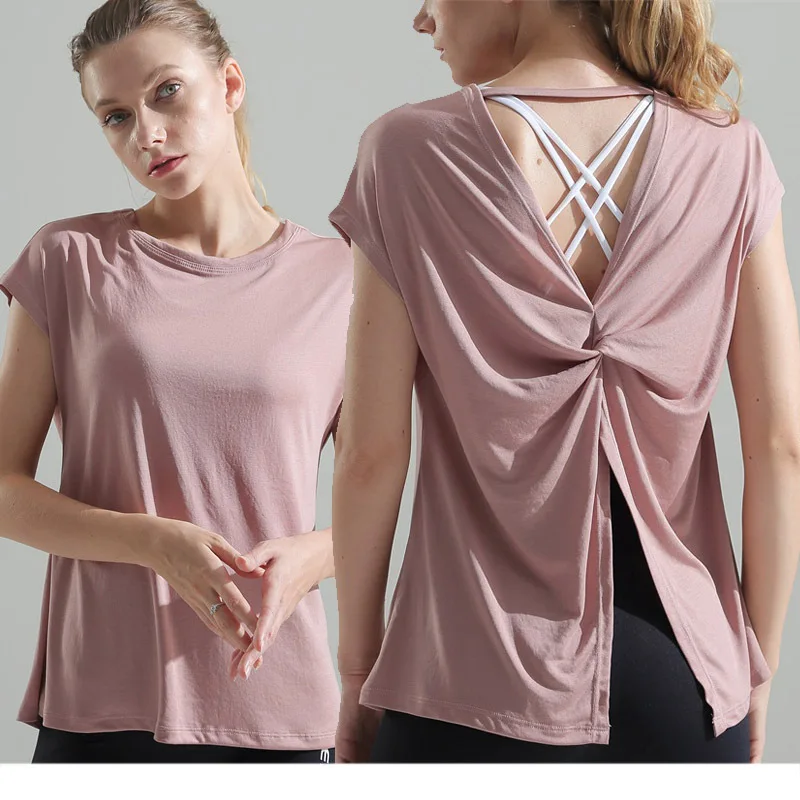 

Женские рубашки для фитнеса и йоги, топы с коротким рукавом для йоги, пикантная футболка Lu для тренировок на спине, Быстросохнущий Спортивны...